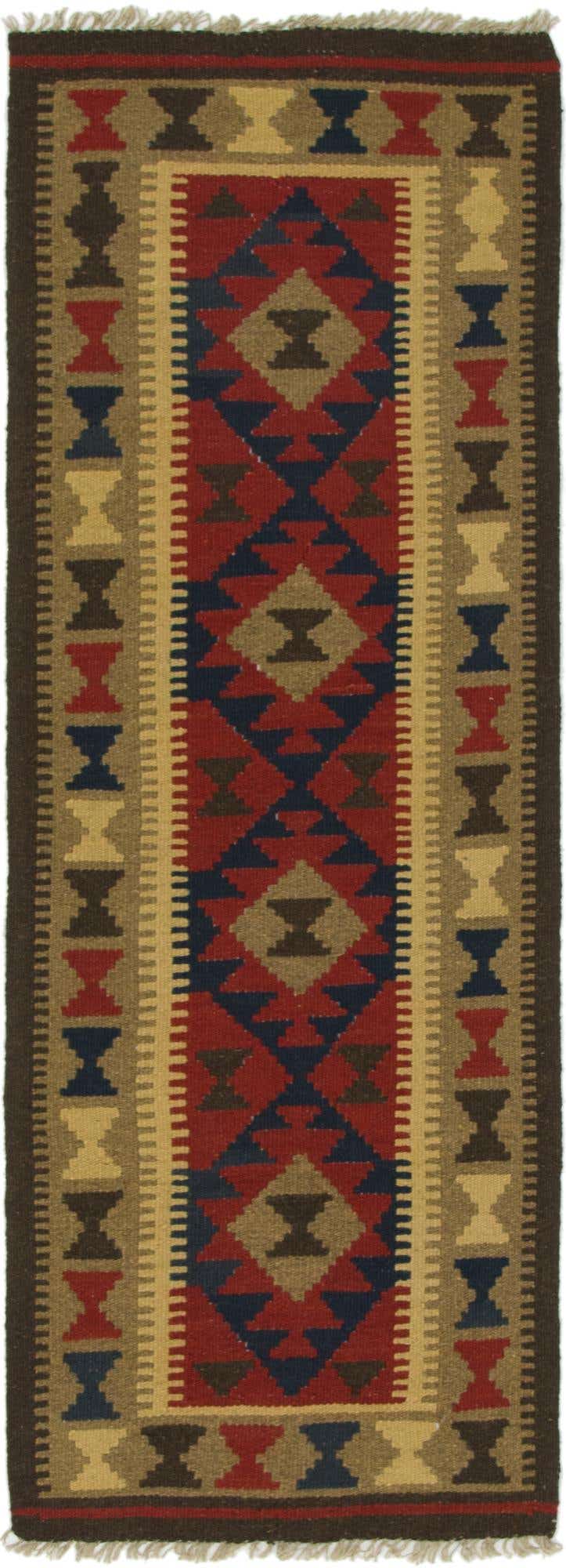 2' 2 x 6' 3 Hand Woven Kilim Maymana Wool Runner Rug