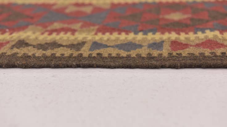 Detail image of 2' x 6' 5 Hand Woven Kilim Maymana Wool Runner Rug