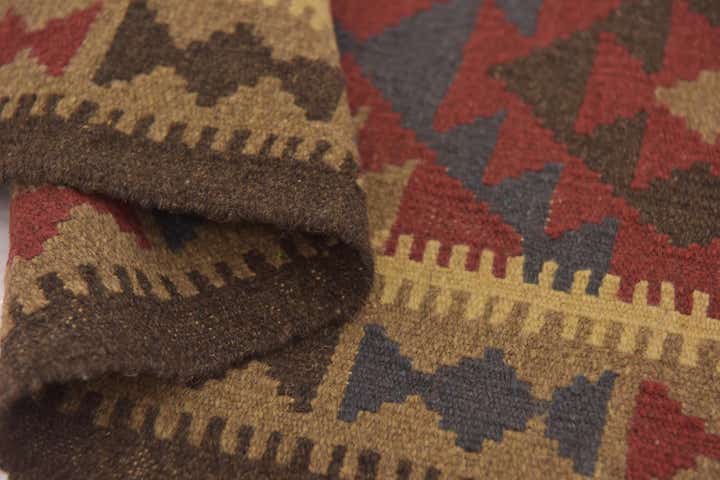 2' x 6' 5 Hand Woven Kilim Maymana Wool Runner Rug