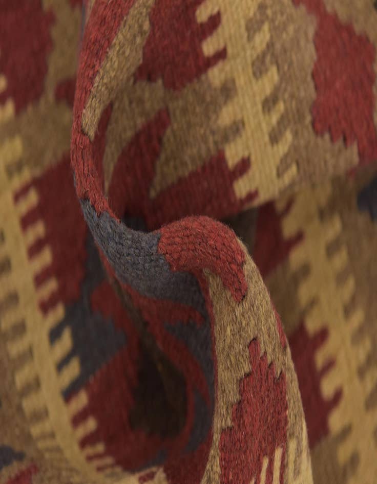 Detail image of 2' x 6' 5  Hand Woven Kilim Maymana Wool Runner Rug