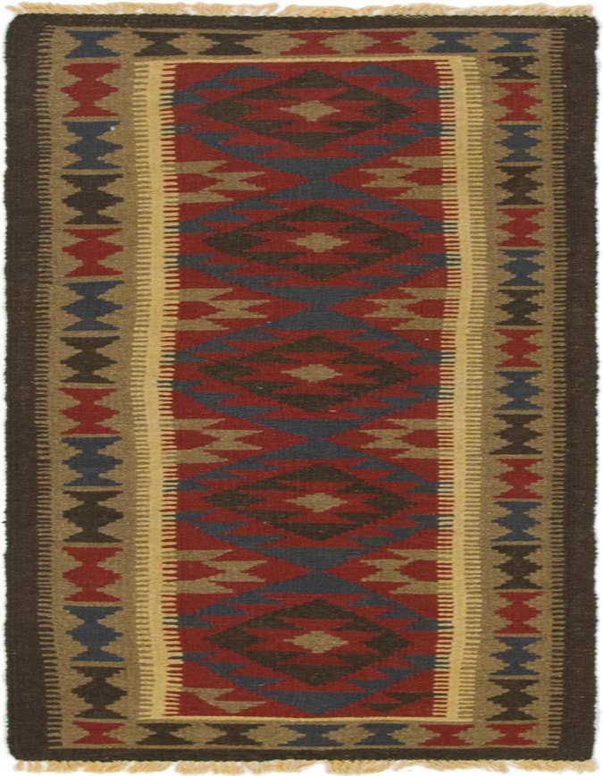 Detail image of 2' x 6' 5 Hand Woven Kilim Maymana Wool Runner Rug