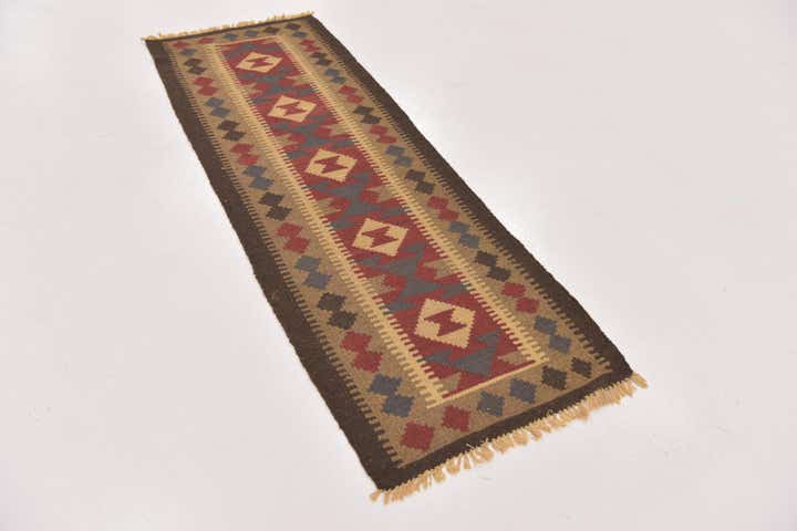 2' x 6' 3 Hand Woven Kilim Maymana Wool Runner Rug
