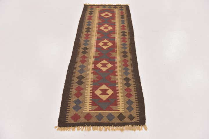 2' x 6' 3 Hand Woven Kilim Maymana Wool Runner Rug