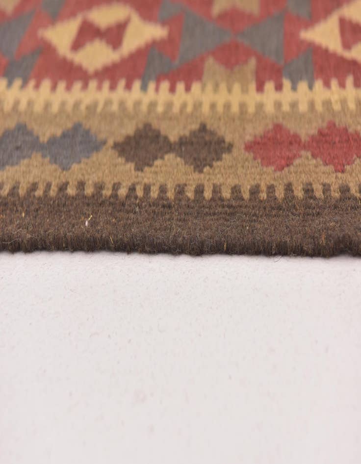 Detail image of 2' x 6' 3  Hand Woven Kilim Maymana Wool Runner Rug