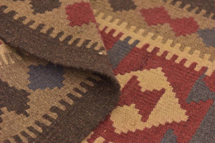 Detail image of 2' x 6' 3 Hand Woven Kilim Maymana Wool Runner Rug
