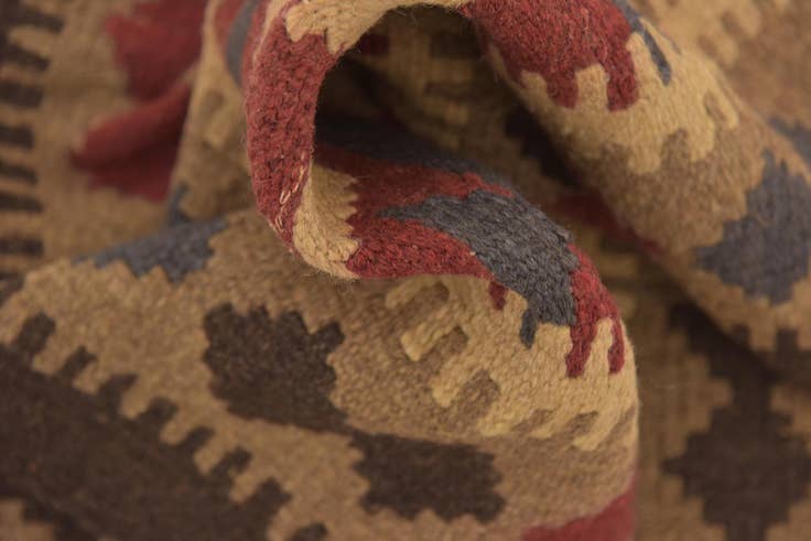 Detail image of 2' x 6' 3 Hand Woven Kilim Maymana Wool Runner Rug