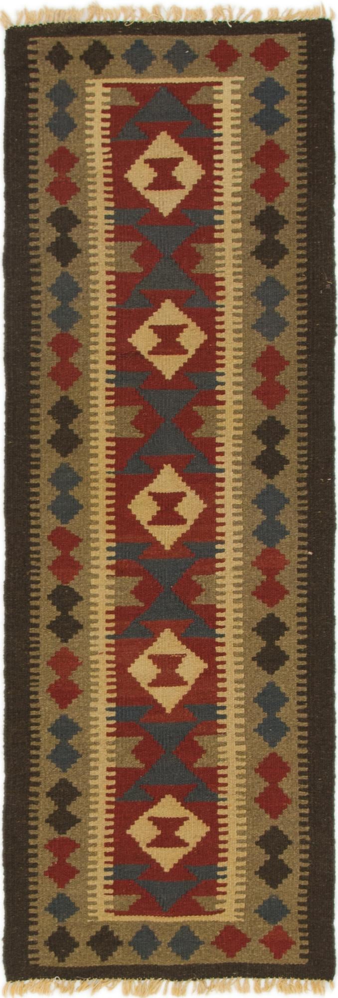 2' x 6' 3 Hand Woven Kilim Maymana Wool Runner Rug