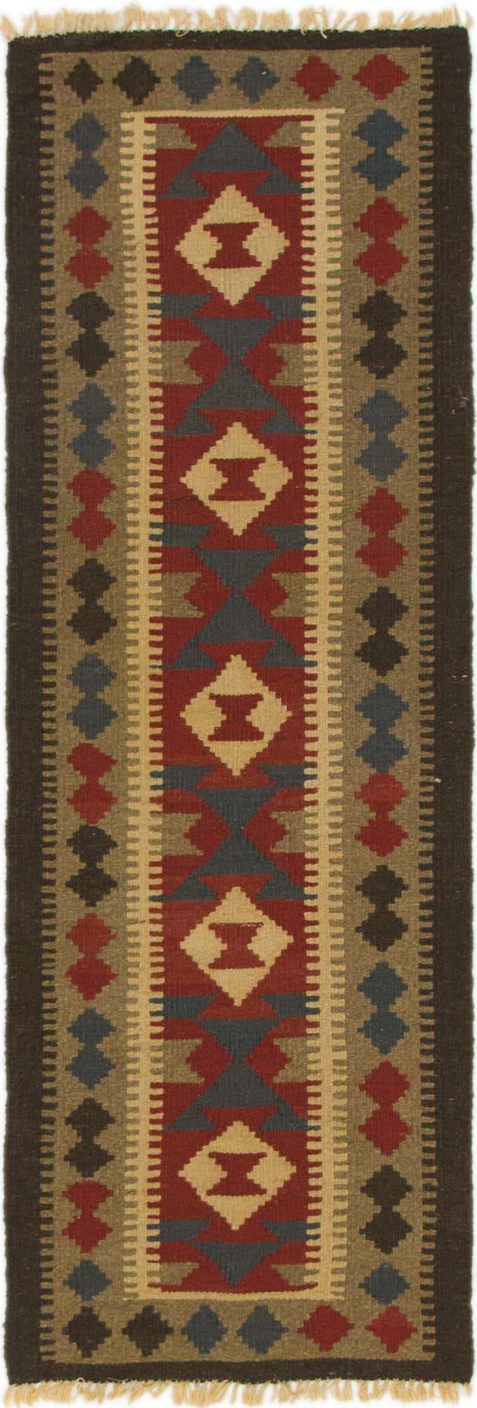 2' x 6' 3 Hand Woven Kilim Maymana Wool Runner Rug