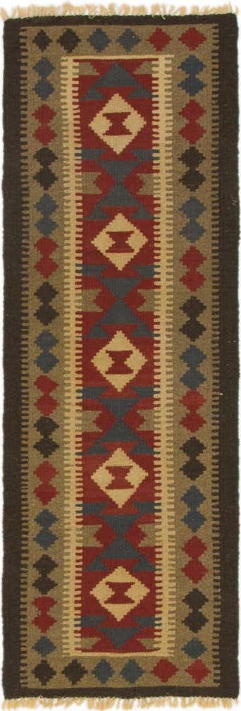 2' x 6' 3 Hand Woven Kilim Maymana Wool Runner Rug