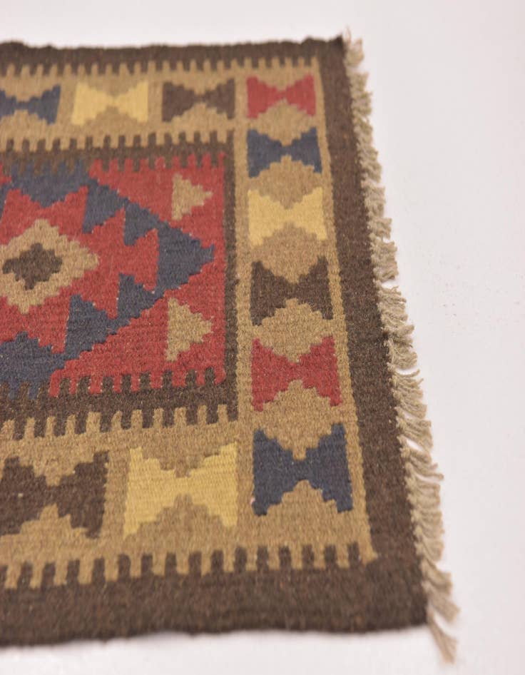 Detail image of 2' x 6' 3  Hand Woven Kilim Maymana Wool Runner Rug