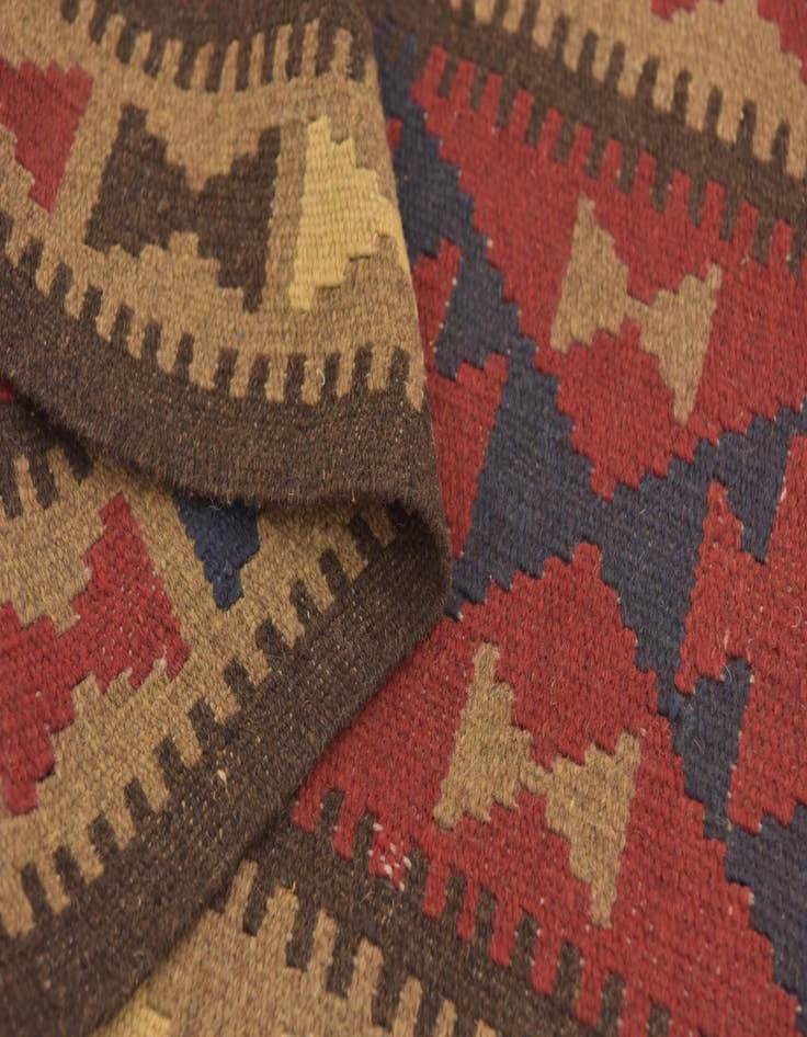 Detail image of 2' x 6' 3  Hand Woven Kilim Maymana Wool Runner Rug
