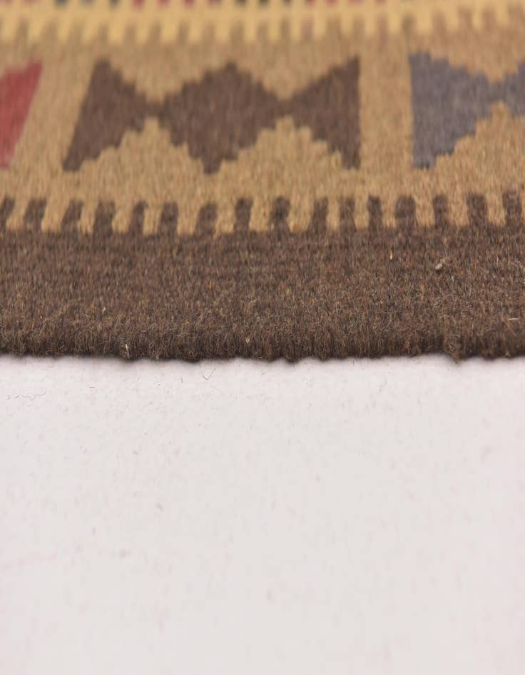 Detail image of 2' x 6' 4  Hand Woven Kilim Maymana Wool Runner Rug