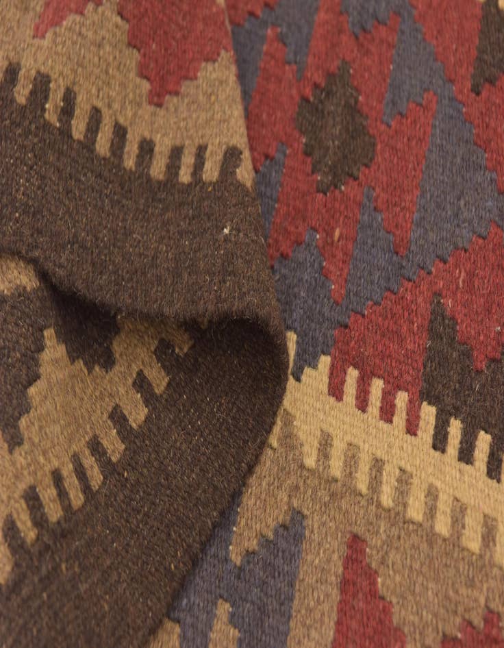 Detail image of 2' x 6' 4  Hand Woven Kilim Maymana Wool Runner Rug
