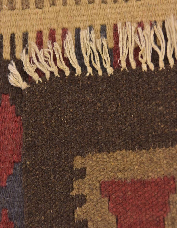 Detail image of 2' x 6' 4  Hand Woven Kilim Maymana Wool Runner Rug