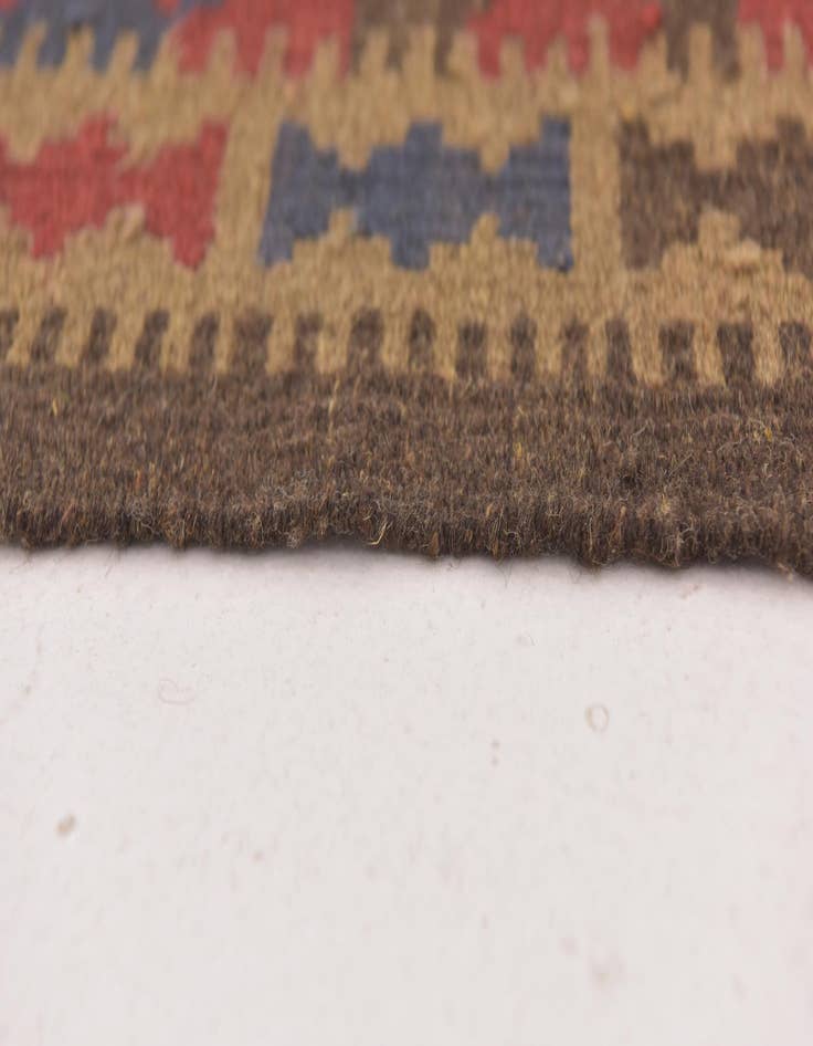 Detail image of 2' x 6' 4  Hand Woven Kilim Maymana Wool Runner Rug