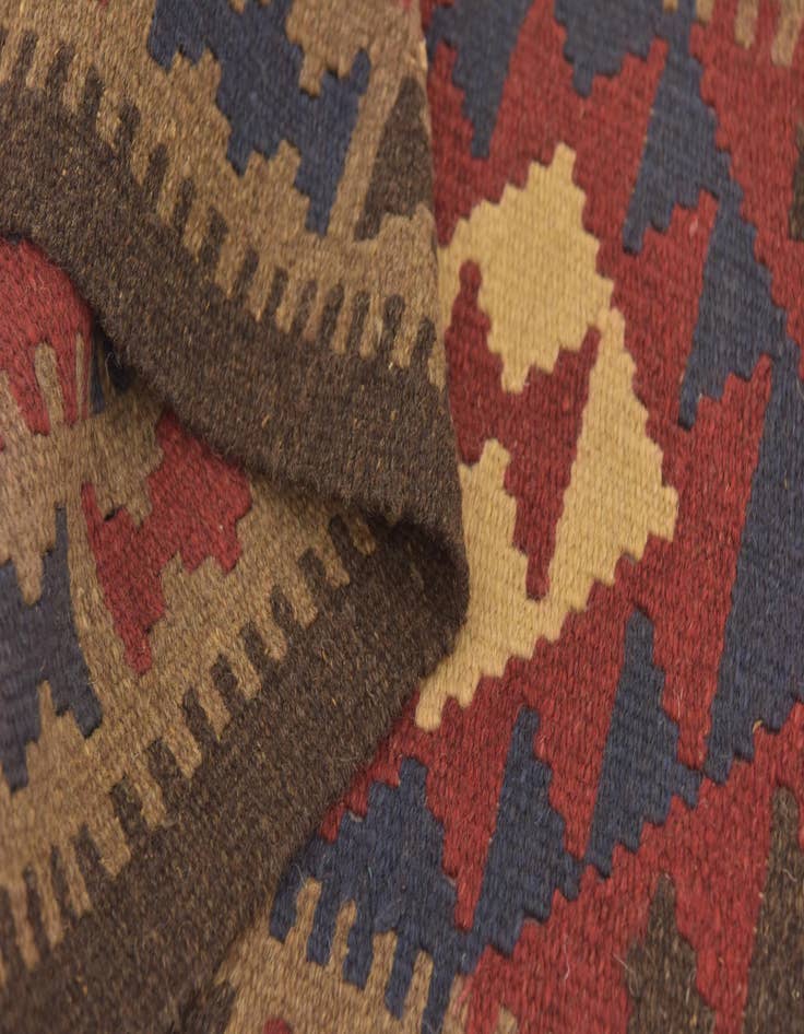 Detail image of 2' x 6' 4  Hand Woven Kilim Maymana Wool Runner Rug