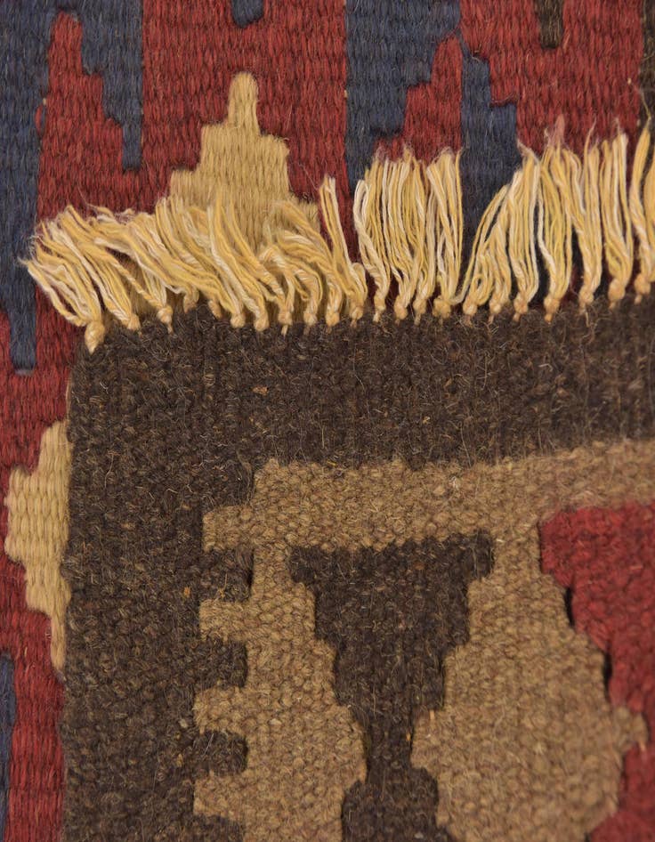 Detail image of 2' x 6' 4  Hand Woven Kilim Maymana Wool Runner Rug