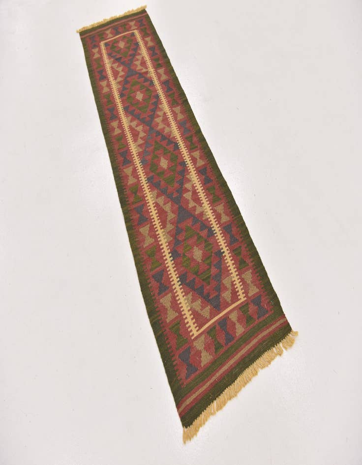 Detail image of 2' x 6' 3  Hand Woven Kilim Maymana Wool Runner Rug