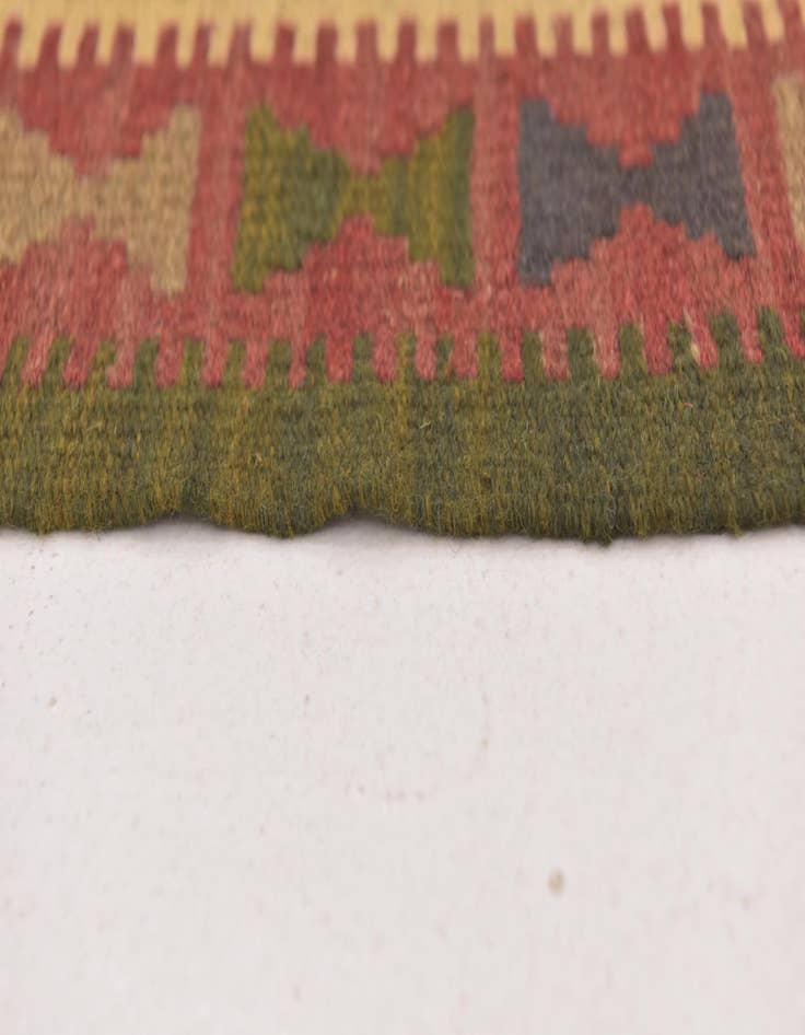 Detail image of 2' x 6' 3  Hand Woven Kilim Maymana Wool Runner Rug