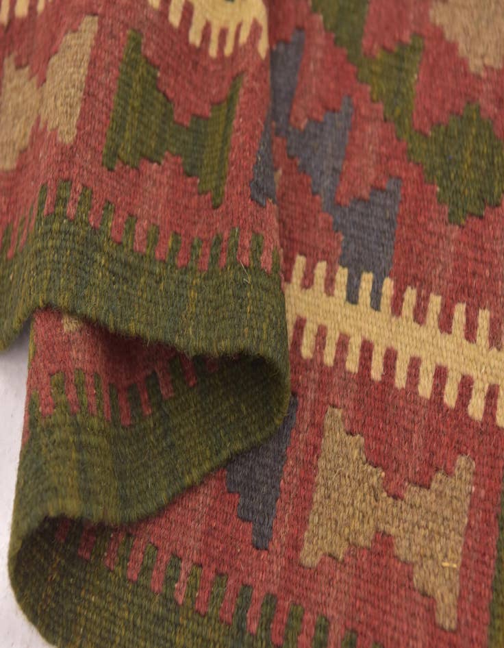 Detail image of 2' x 6' 3  Hand Woven Kilim Maymana Wool Runner Rug