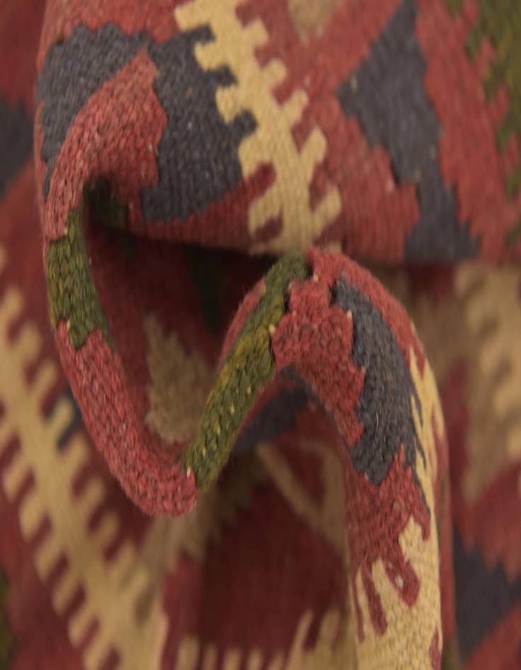 Detail image of 2' x 6' 3  Hand Woven Kilim Maymana Wool Runner Rug