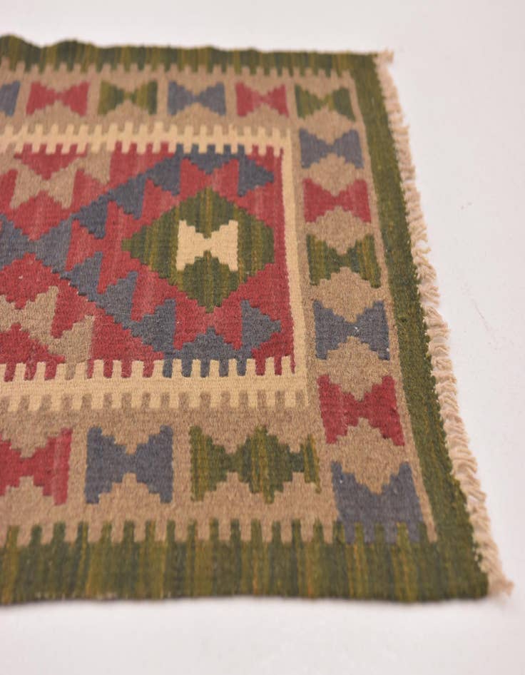 Detail image of 2' x 6' 4 Hand Woven Kilim Maymana Wool Runner Rug