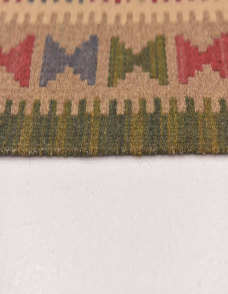 Detail image of 2' x 6' 4 Hand Woven Kilim Maymana Wool Runner Rug
