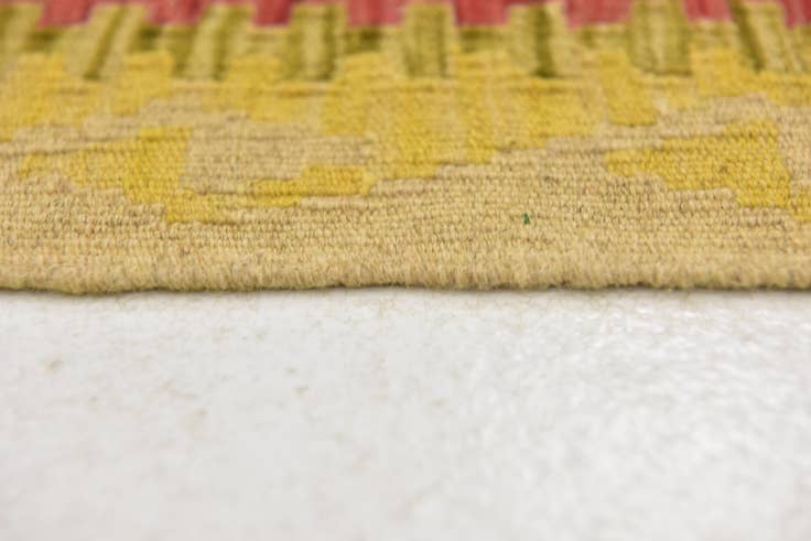 Detail image of 3' 3 x 6' 6 Hand Woven Kilim Maymana Wool Runner Rug