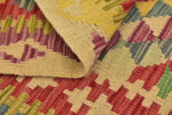 3' 3 x 6' 6 Hand Woven Kilim Maymana Wool Runner Rug