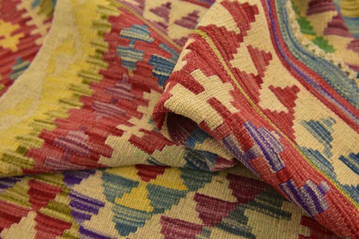 3' 3 x 6' 6 Hand Woven Kilim Maymana Wool Runner Rug
