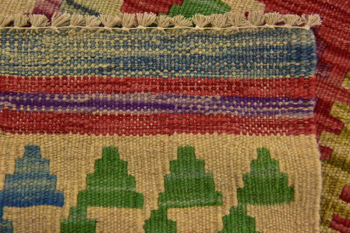 3' 3 x 6' 6 Hand Woven Kilim Maymana Wool Runner Rug