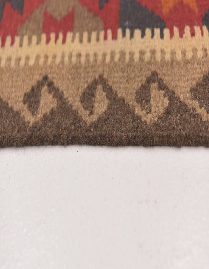 Detail image of 2' 8 x 10' Hand Woven Kilim Maymana Wool Runner Rug