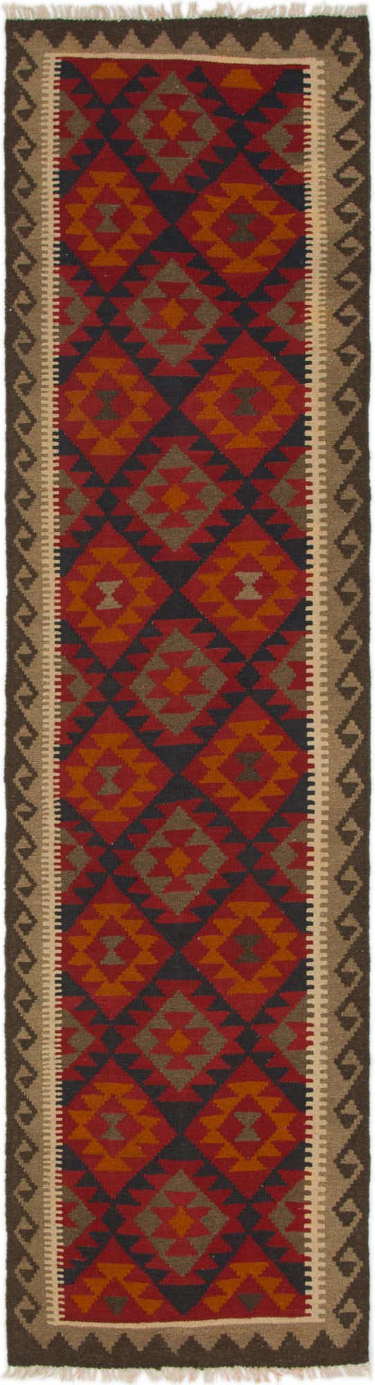 2' 8 x 10' Hand Woven Kilim Maymana Wool Runner Rug