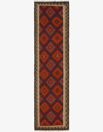 2' 8 x 10' Hand Woven Kilim Maymana Wool Runner Rug