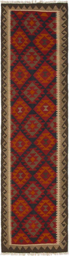 2' 8 x 10' Hand Woven Kilim Maymana Wool Runner Rug