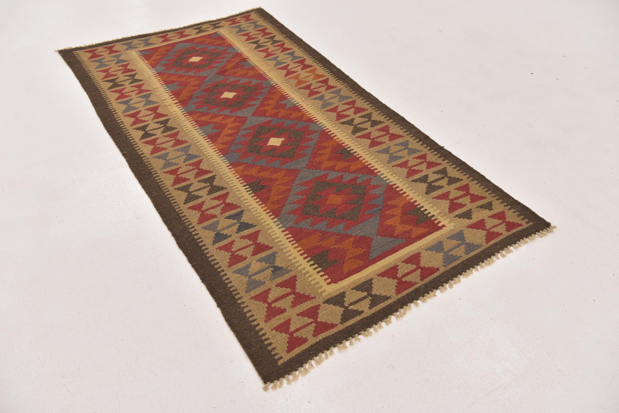 100cm x 195cm Tejido a mano Kilim Maymana Alfombra Lana Pasillera