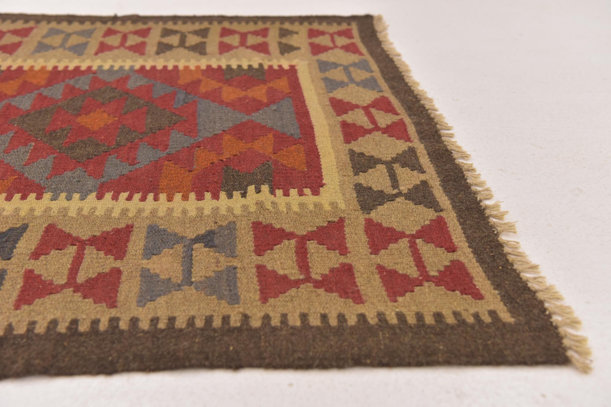 100cm x 195cm Tejido a mano Kilim Maymana Alfombra Lana Pasillera