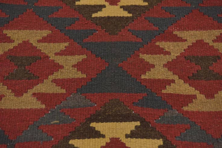 Detail image of 3' 3 x 6' 5 Hand Woven Kilim Maymana Wool Runner Rug