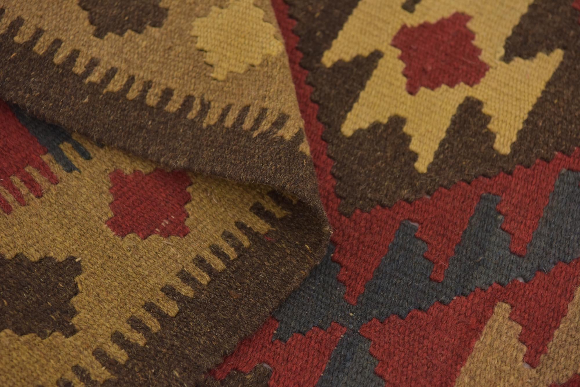 3' 3 x 6' 5 Hand Woven Kilim Maymana Wool Runner Rug