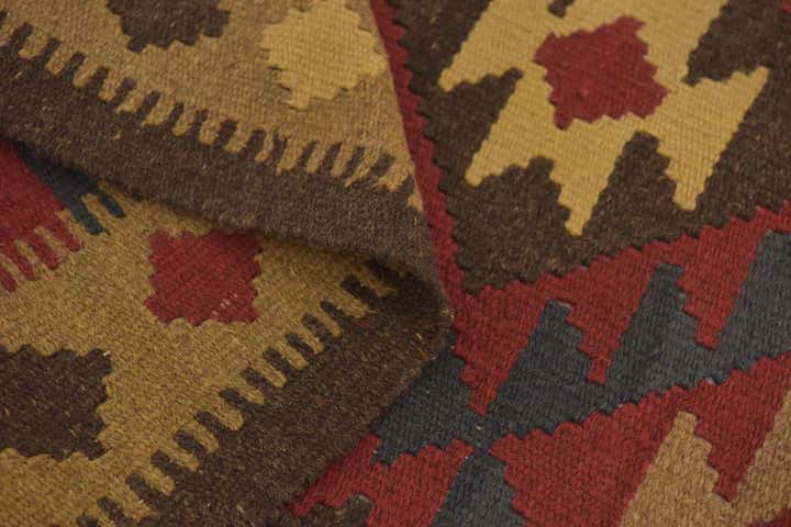 3' 3 x 6' 5 Hand Woven Kilim Maymana Wool Runner Rug