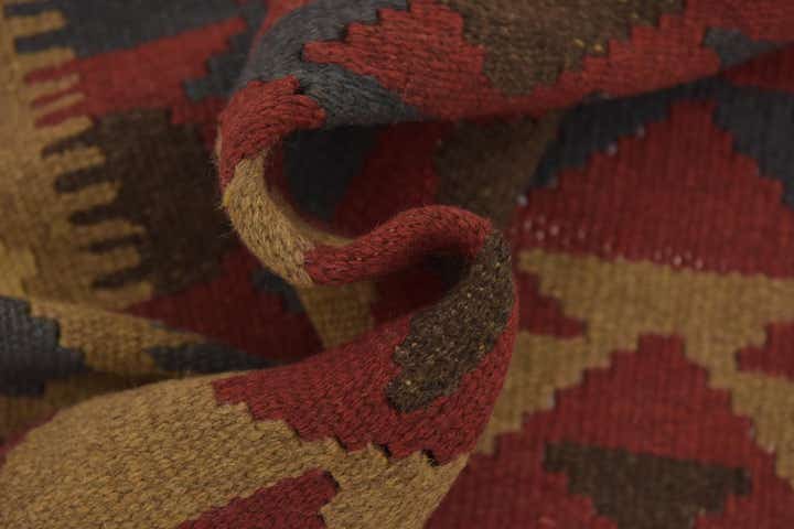 3' 3 x 6' 5 Hand Woven Kilim Maymana Wool Runner Rug