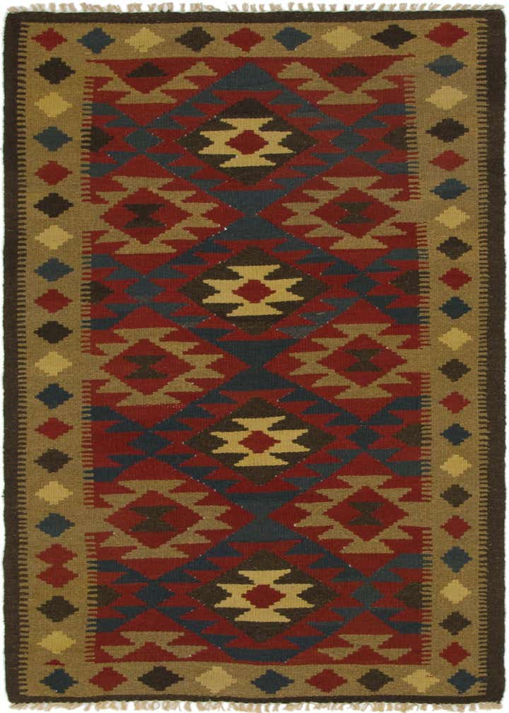 3' 3 x 6' 5 Hand Woven Kilim Maymana Wool Runner Rug