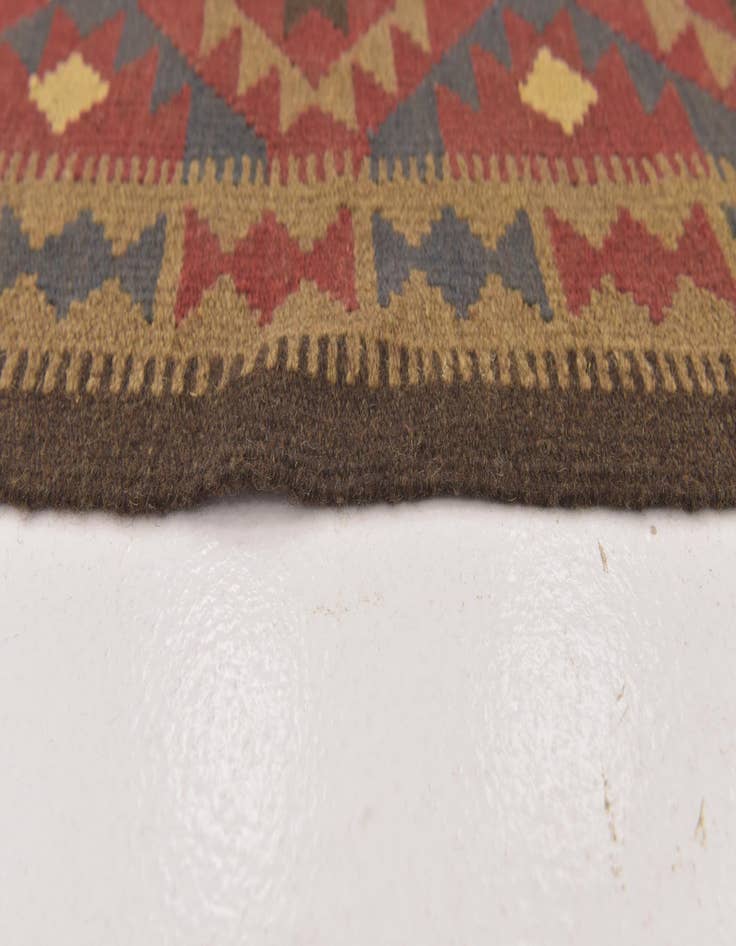 Detail image of 3' 2 x 6' 5  Hand Woven Kilim Maymana Wool Runner Rug