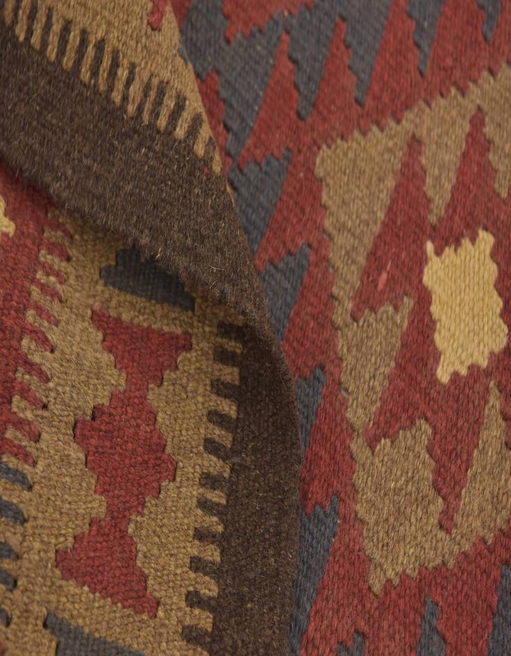 Detail image of 3' 2 x 6' 5  Hand Woven Kilim Maymana Wool Runner Rug