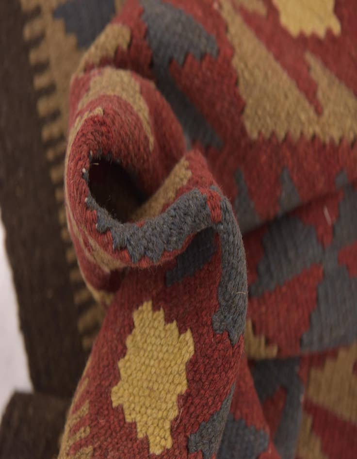 Detail image of 3' 2 x 6' 5  Hand Woven Kilim Maymana Wool Runner Rug