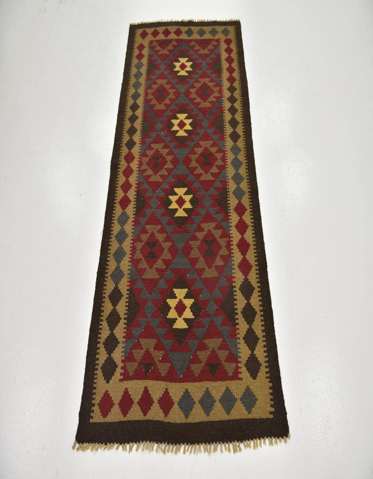 Detail image of 3' 3 x 6' 2  Hand Woven Kilim Maymana Wool Runner Rug