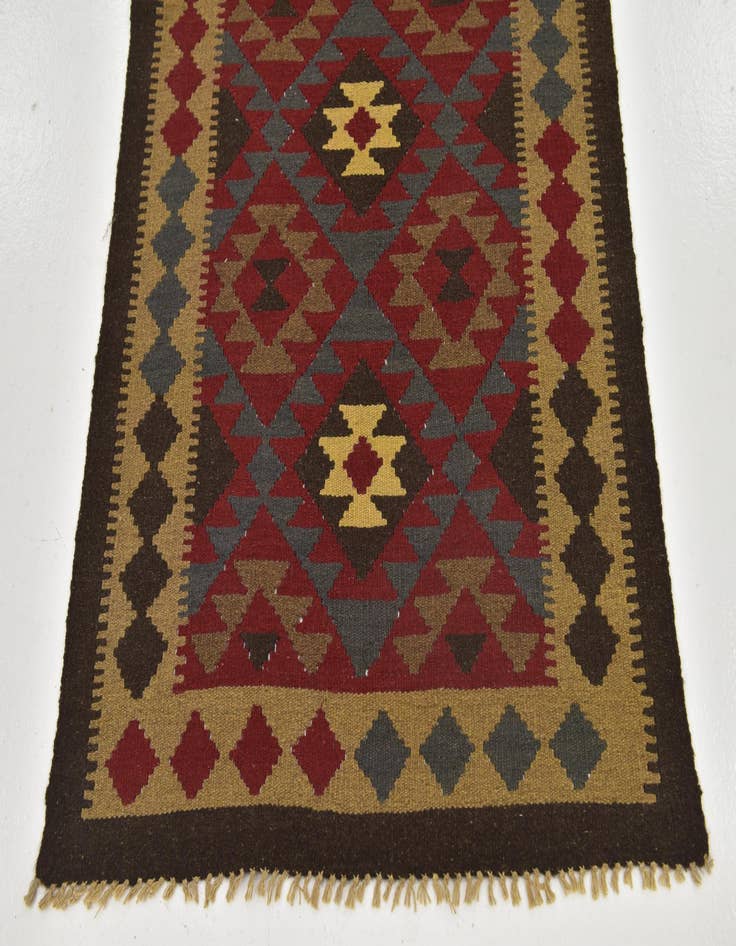 Detail image of 3' 3 x 6' 2  Hand Woven Kilim Maymana Wool Runner Rug