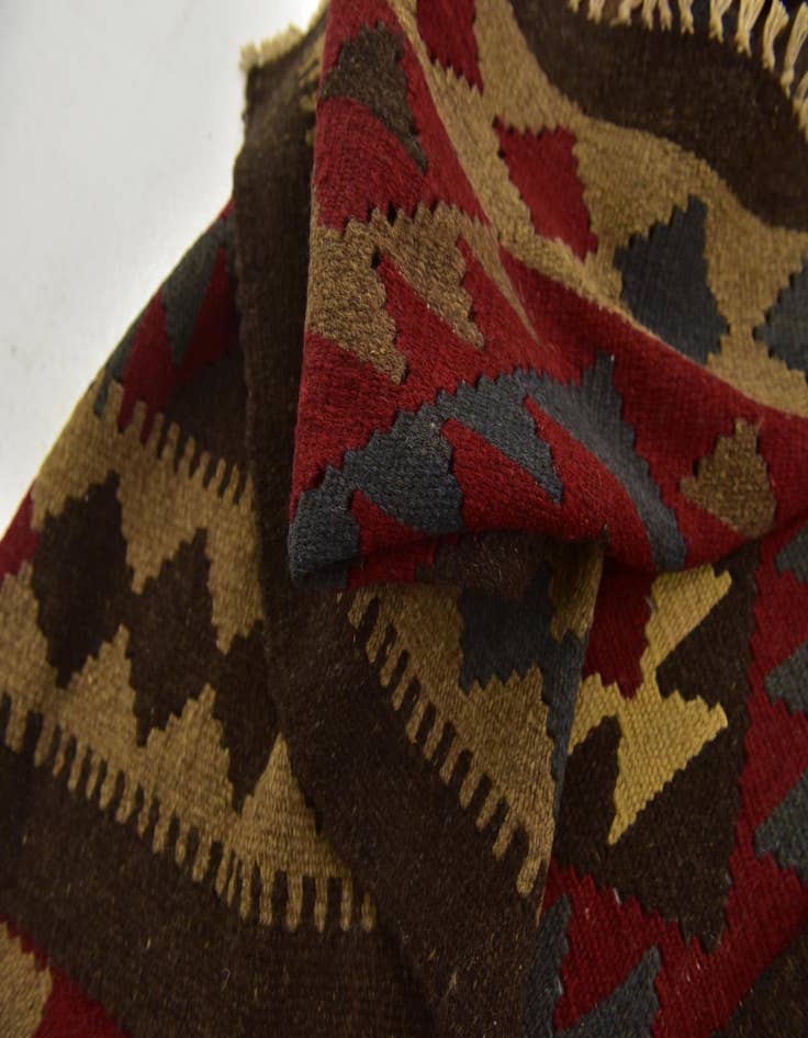 Detail image of 3' 3 x 6' 2  Hand Woven Kilim Maymana Wool Runner Rug