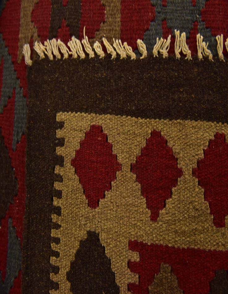 Detail image of 3' 3 x 6' 2  Hand Woven Kilim Maymana Wool Runner Rug