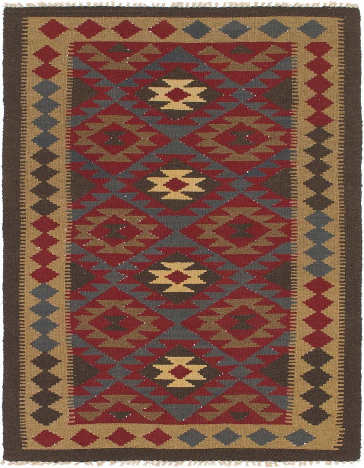 Detail image of 3' 3 x 6' 2 Hand Woven Kilim Maymana Wool Runner Rug